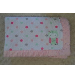 Child of Mine by Carter's Owl Baby Blanket Pink White Mint Green Gray Polka Dots